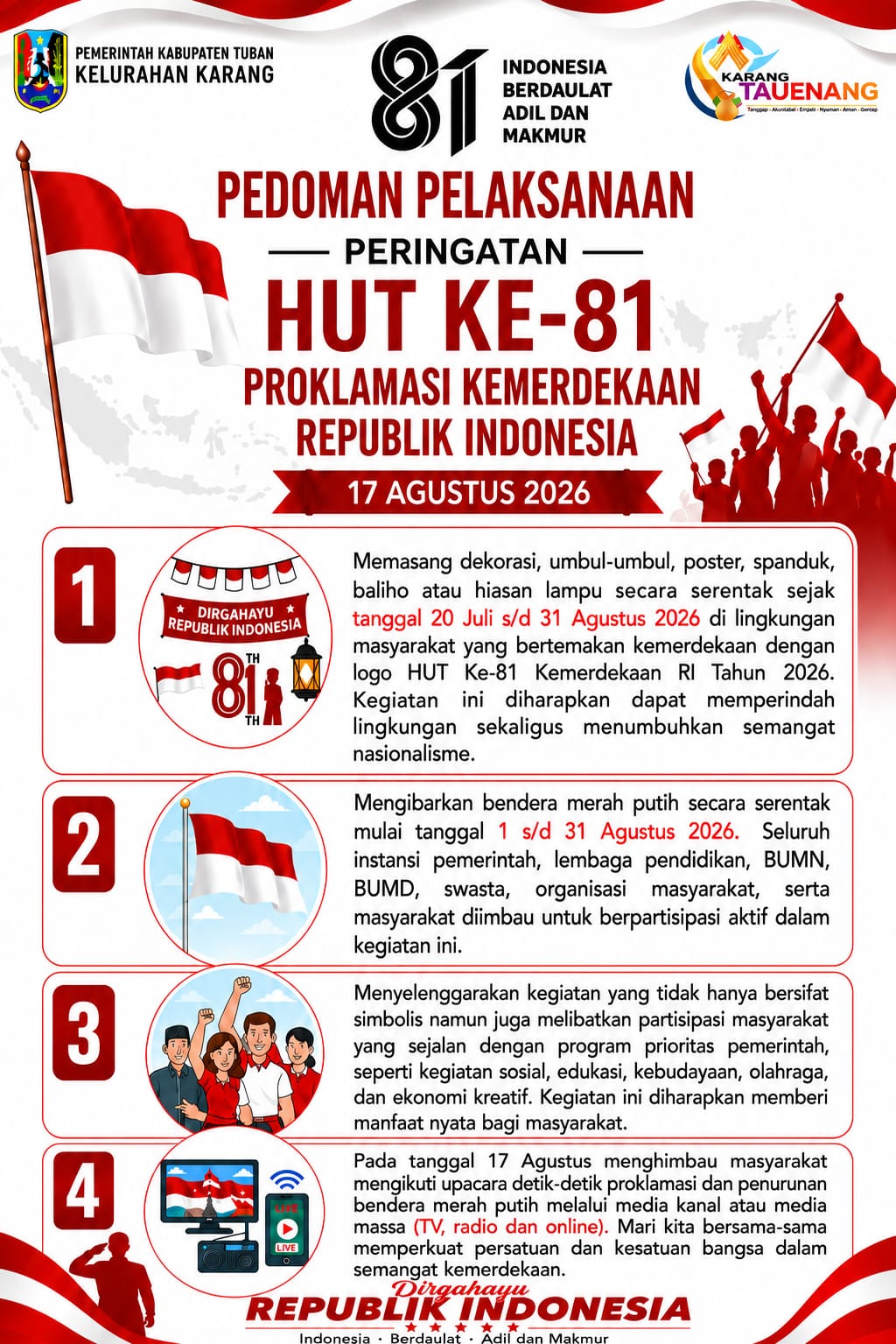 PEDOMAN PELAKSANAAN PERINGATAN HUT KE-81 PROKLAMASI KEMERDEKAAN REPUBLIK INDONESIA 17 Agustus 2026